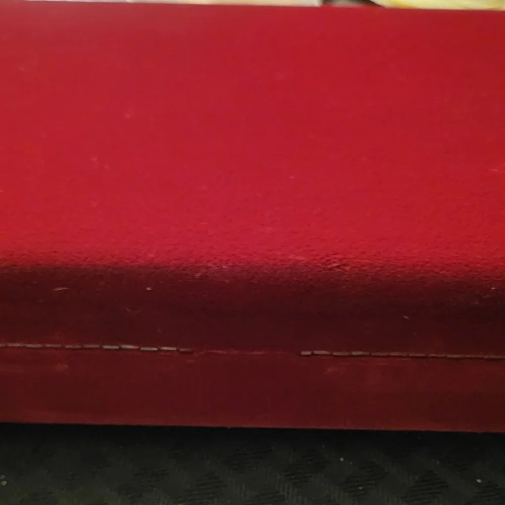 Red Velour Vintage Jewelry Storage Box w/ Gold Trim: Inner Mirror, 24 Compmts.